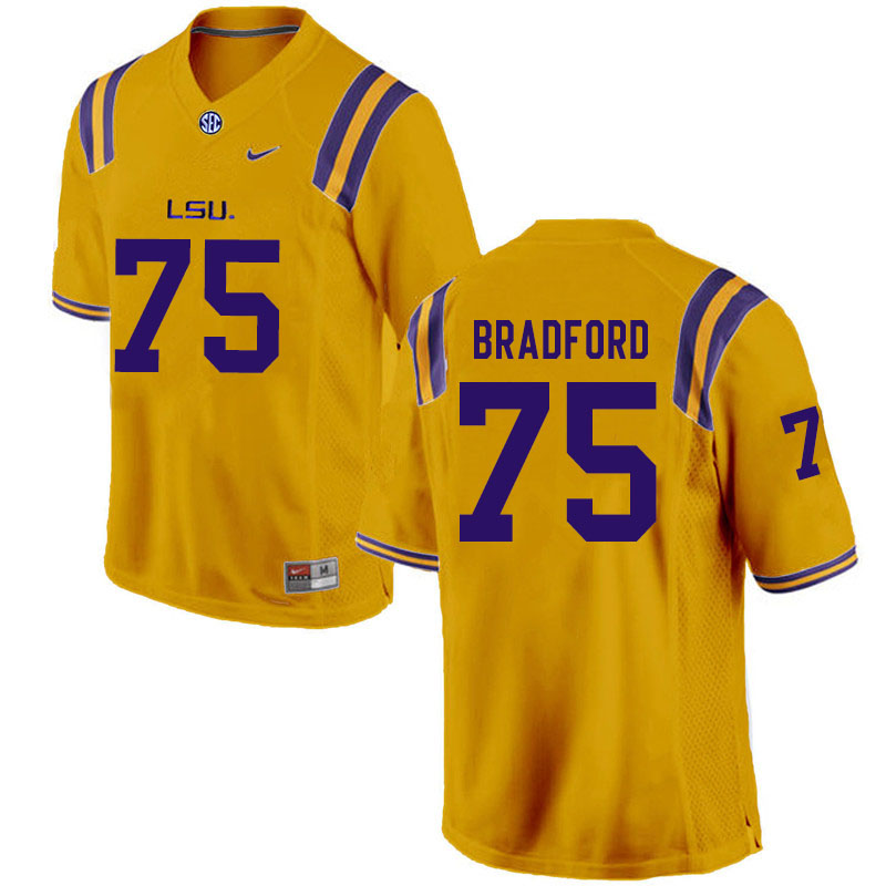 Men #75 Anthony Bradford LSU Tigers College Football Jerseys Sale-Gold